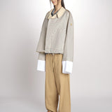 Giubbotto a quadretti reversibile BOMBERTRENCH MJD547_108477 BEIGE BLUE CHECK jejia 