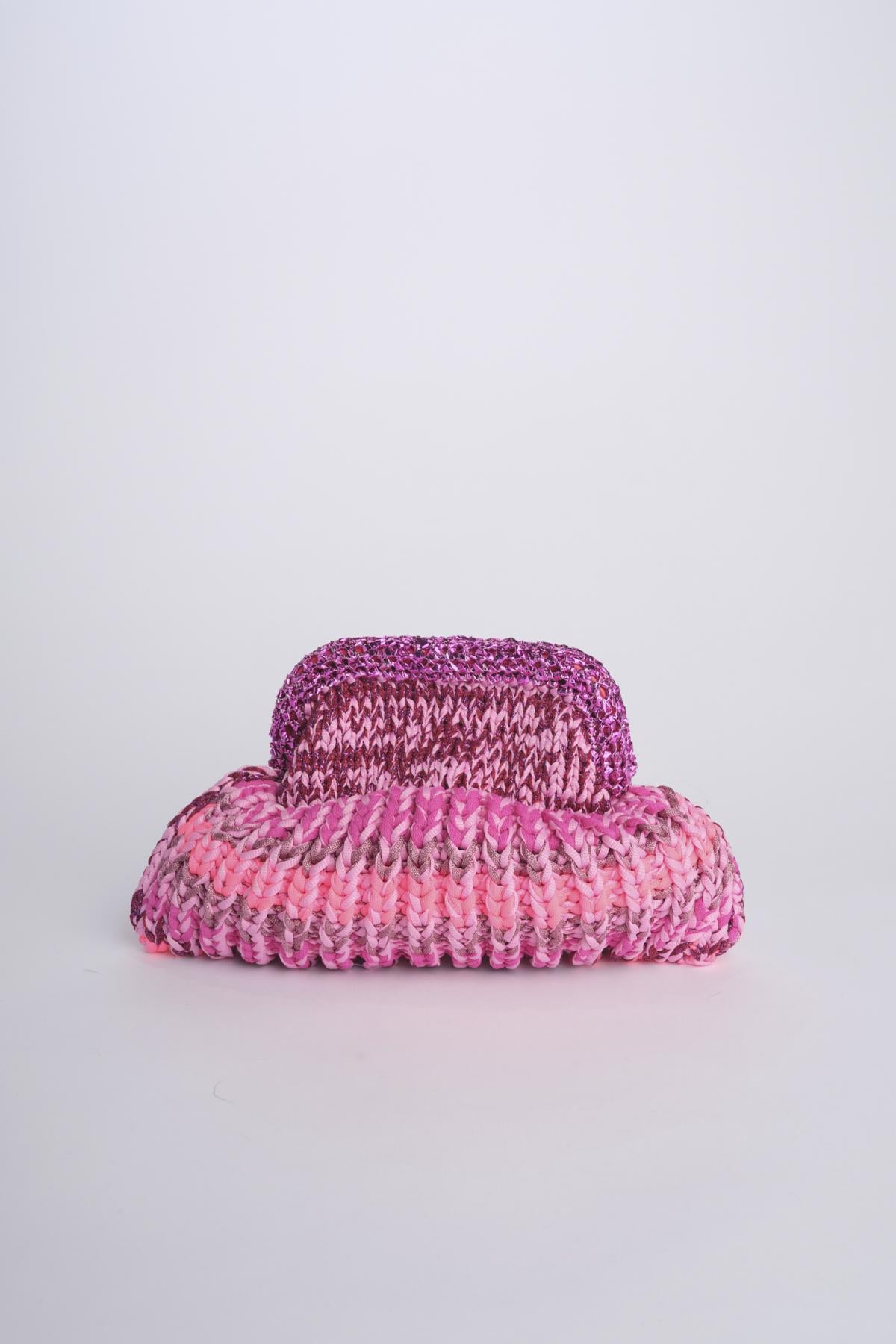 SIS cluctch bag uncinetto multicolor SIS ROSA VIOLA nadia dafri 