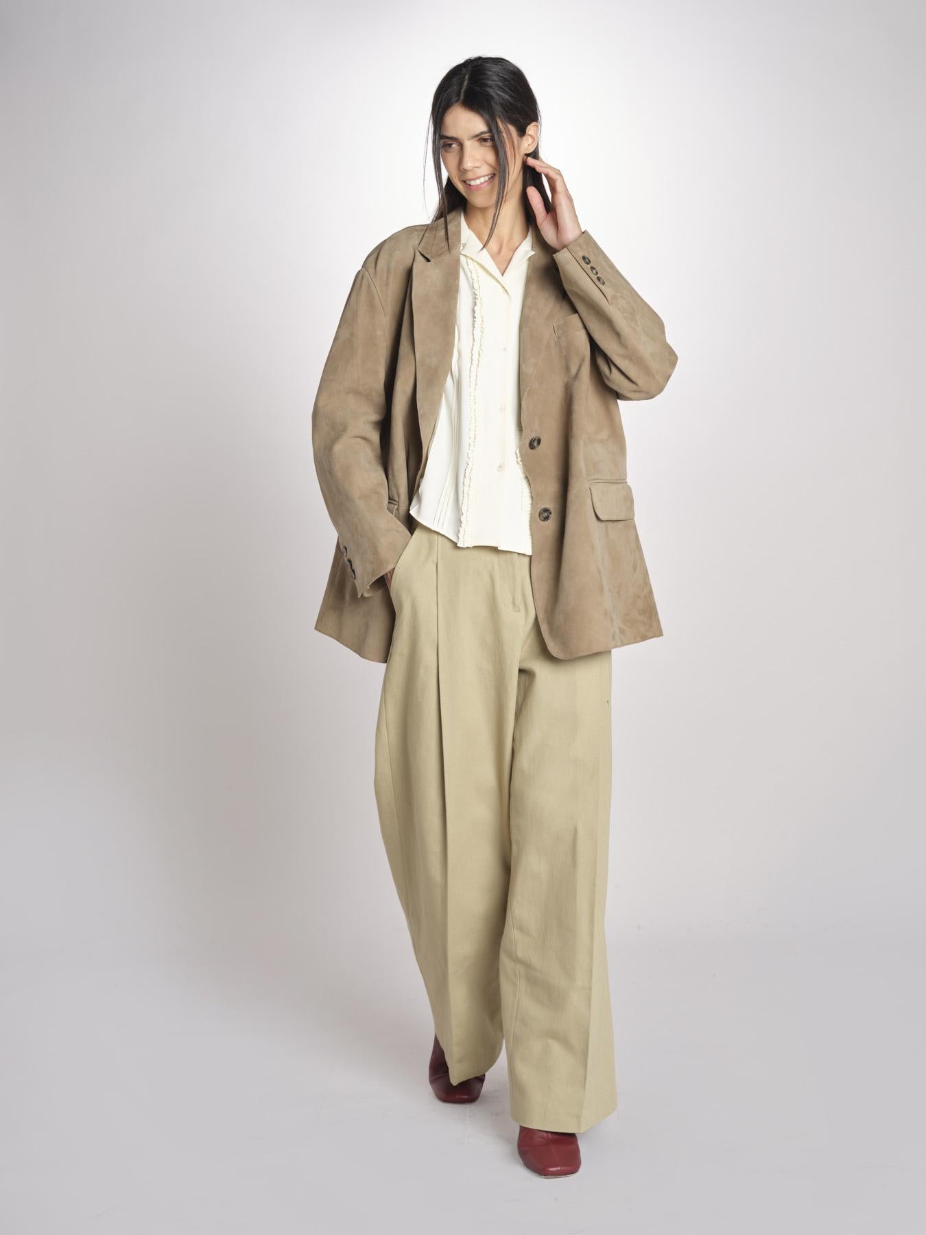 camicia m/c con rouches G061-5111-1108 ECRU n21 