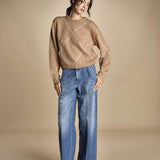 maglia girocollo con rombi CORNELIA CAMMELLO tenne' 