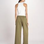 pantalone con elastico in popeline GOLFO 2615131102600 002 VERDE KAKI weekend maxmara 