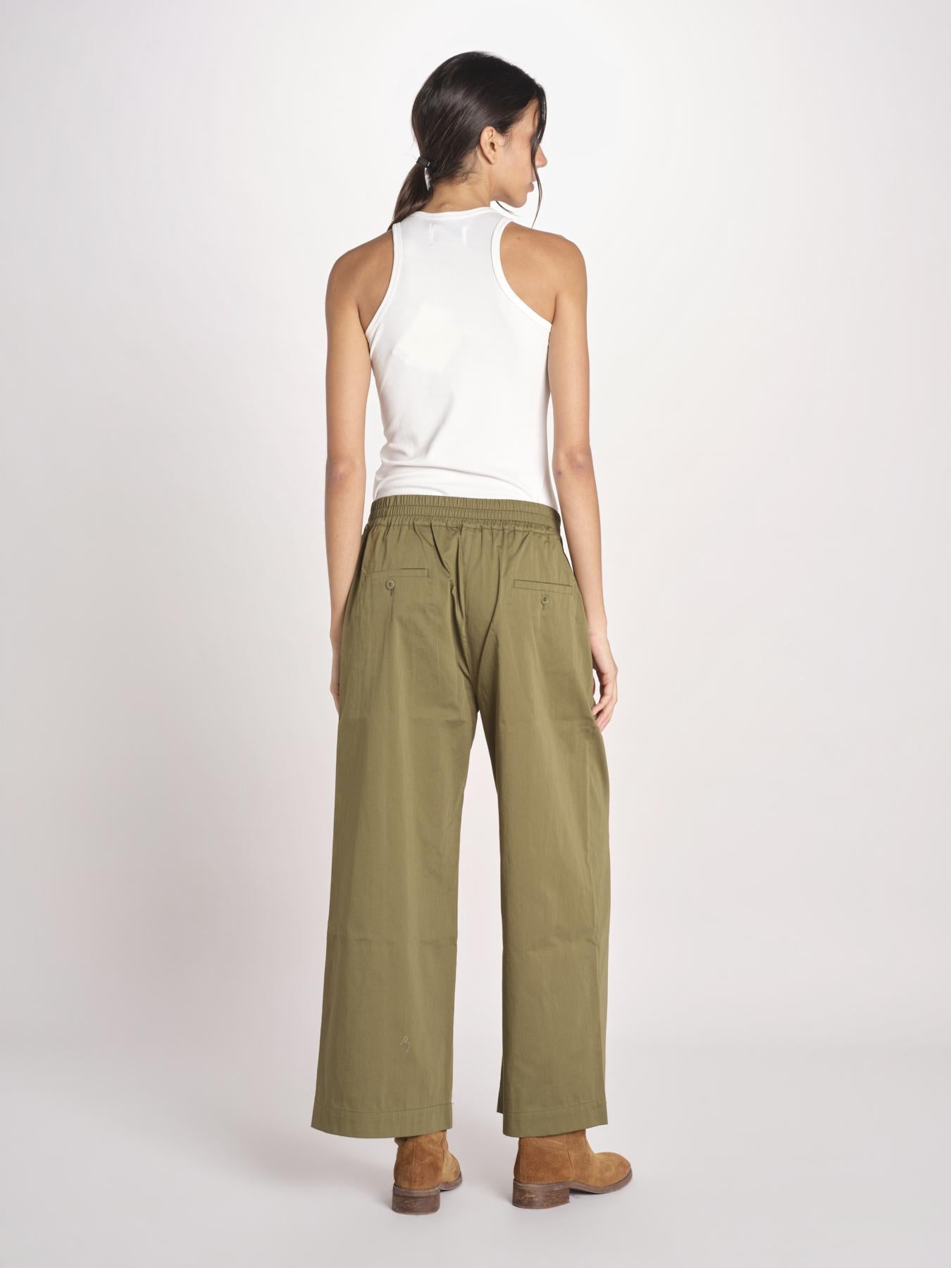 pantalone con elastico in popeline GOLFO 2615131102600 002 VERDE KAKI weekend maxmara 