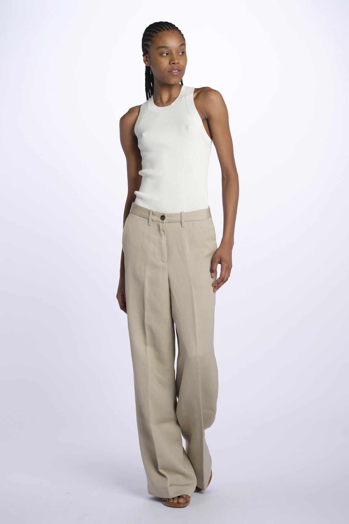 Pantalone KAREN dritto misto lino KAREN KRN27 SABBIA nine in the morning 