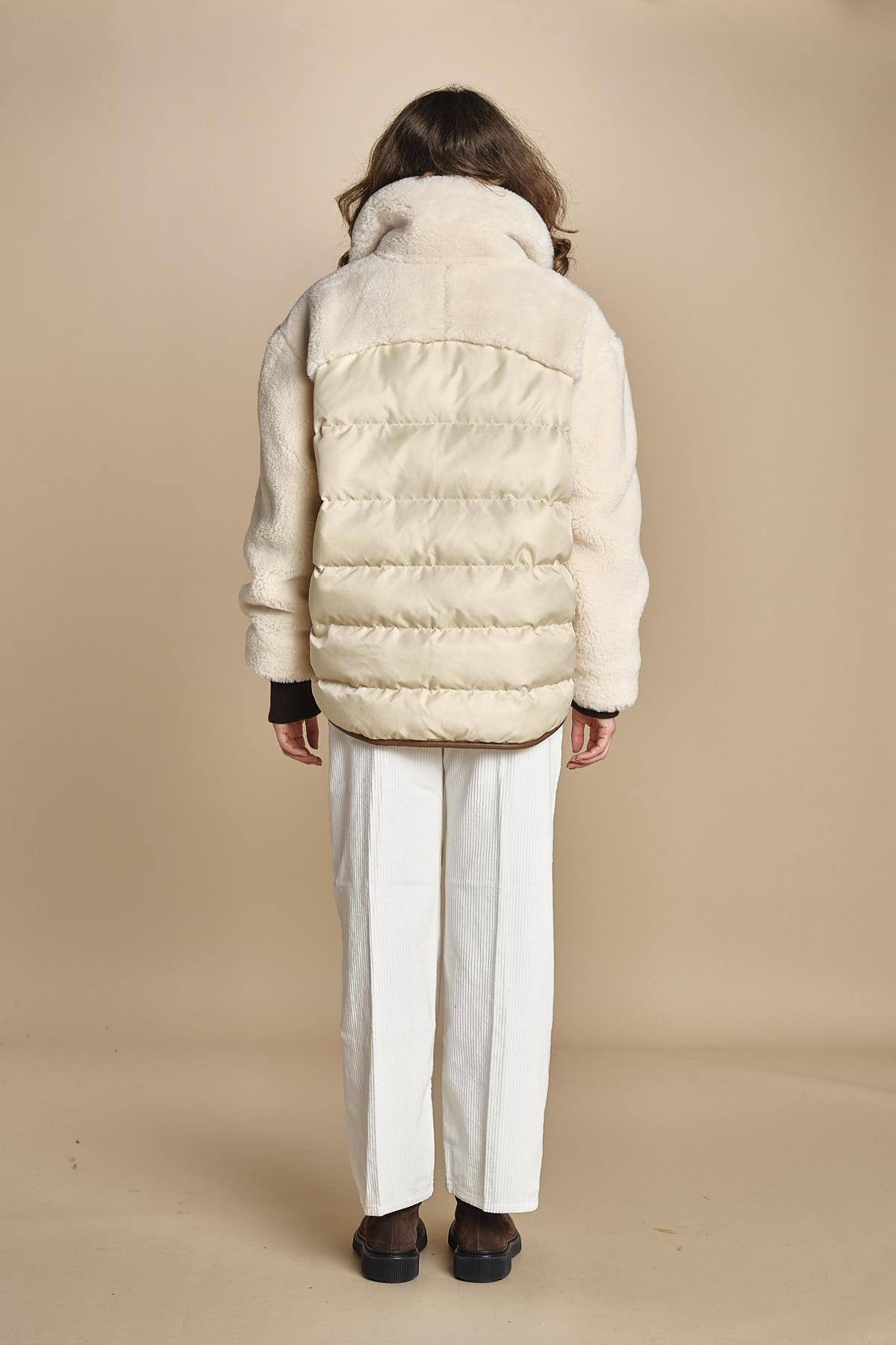 piumino parka in ecopelliccia COLEMAN BEIGE mes demoiselles 