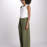 pantalone pinces in cotone NANCY ESSELING GREEN true avenue 