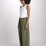 pantalone pinces in cotone NANCY ESSELING GREEN true avenue 