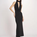 abito lungo con scollo drappeggiato RHAPSODY NERO undress code 
