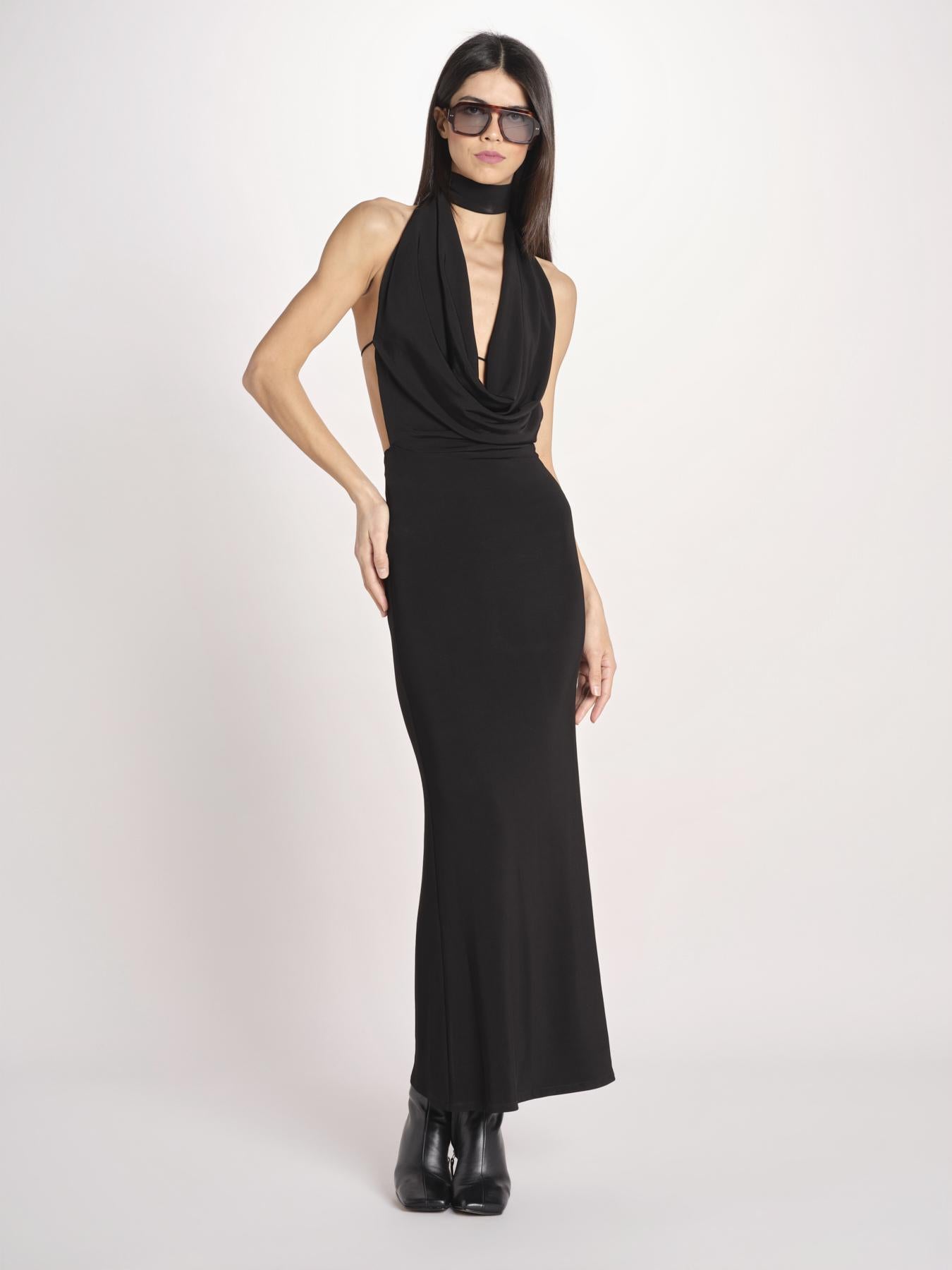 abito lungo con scollo drappeggiato RHAPSODY NERO undress code 