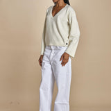 maglia con scollo a v e manica a campana by milaura. D2500894 29001 BIANCO milaura 
