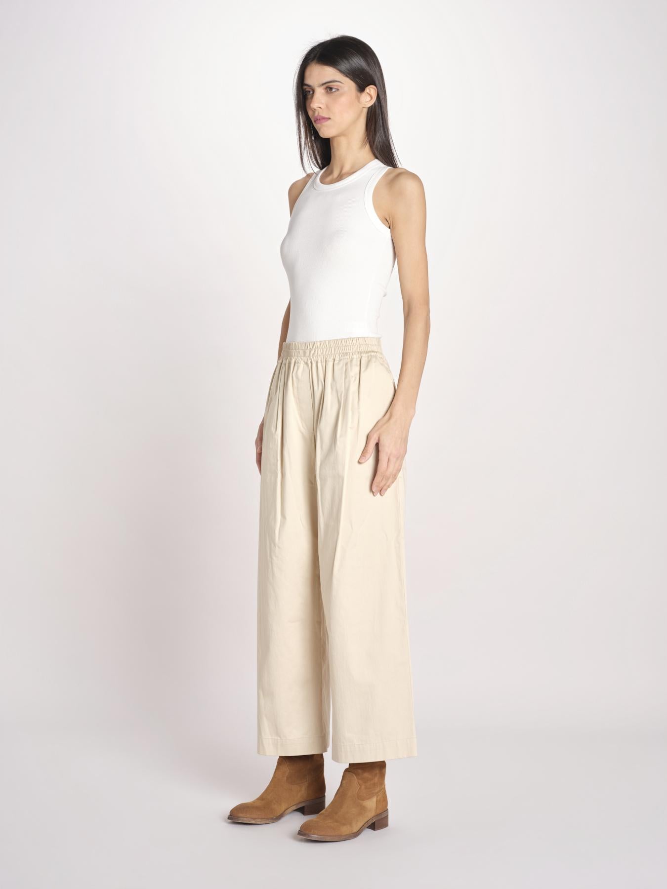 pantalone con elastico in popeline GOLFO 2615131102600 001 BEIGE weekend maxmara 