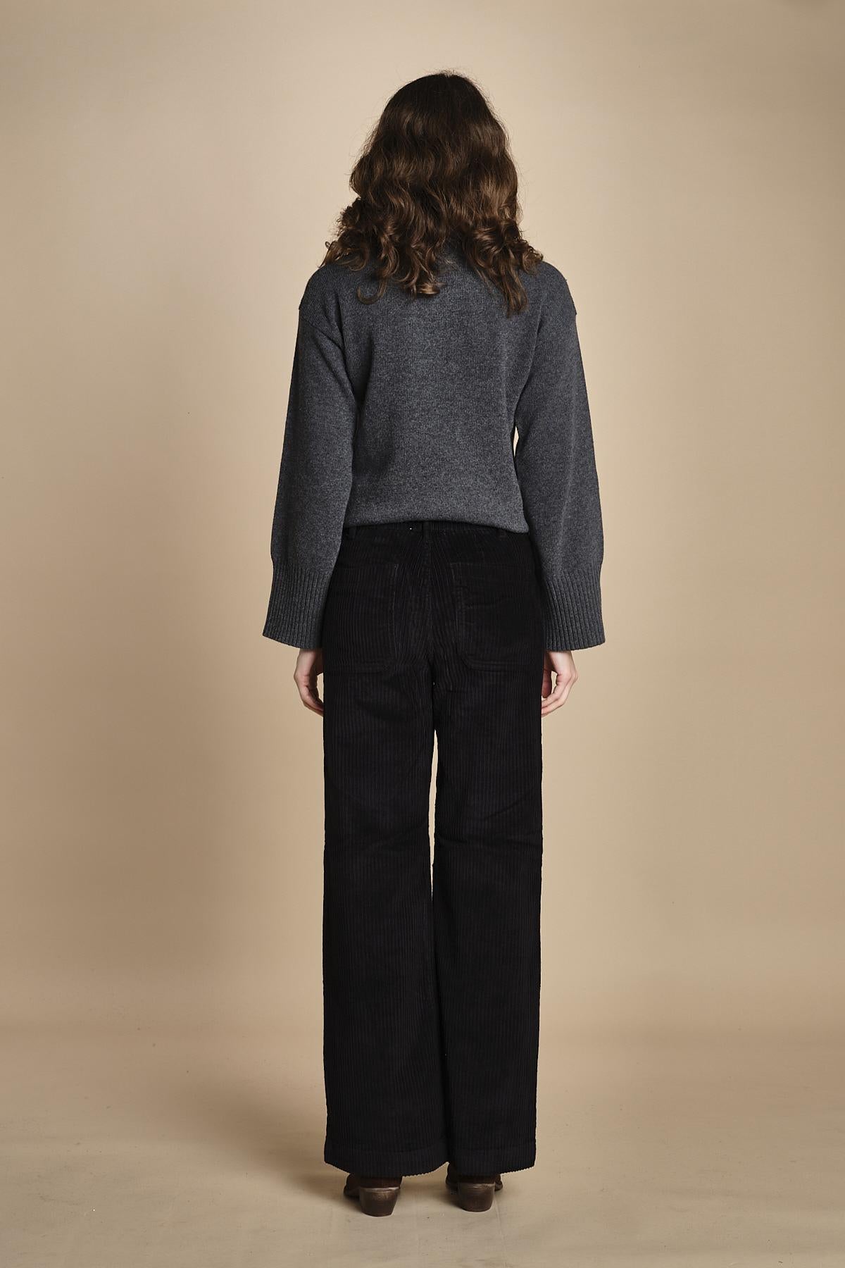 pantalone a zampa con taschine FAUVE WX BLACK fam 