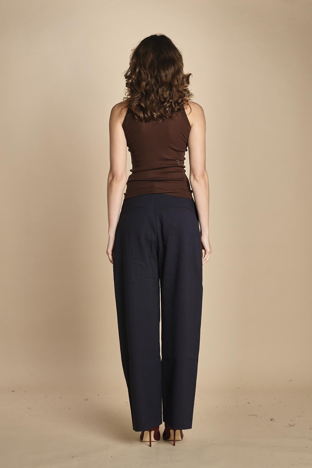top americano a costine in lana merino LAU28 E2220 CIOCCOLATO milaura 