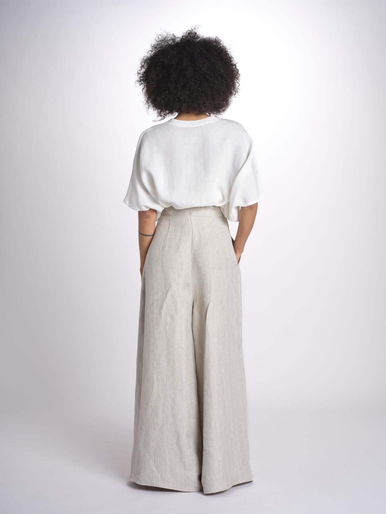 2906L pantaloni in lino spinato U2906L BEIGE dusan 