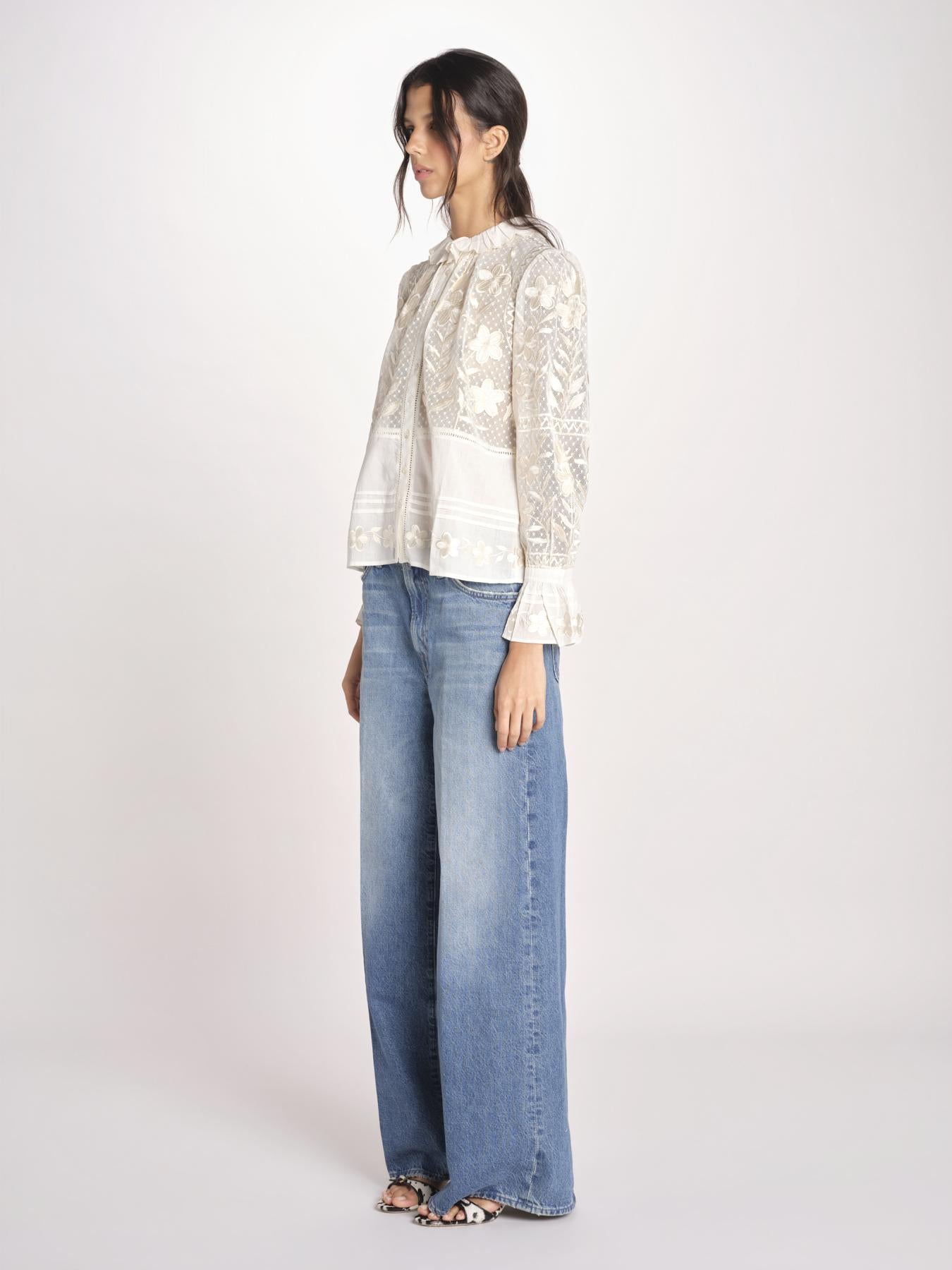 camicia con pizzo e fiori CARIOCA BLOUSE CARIOCA1BLO CREAM antik batik 