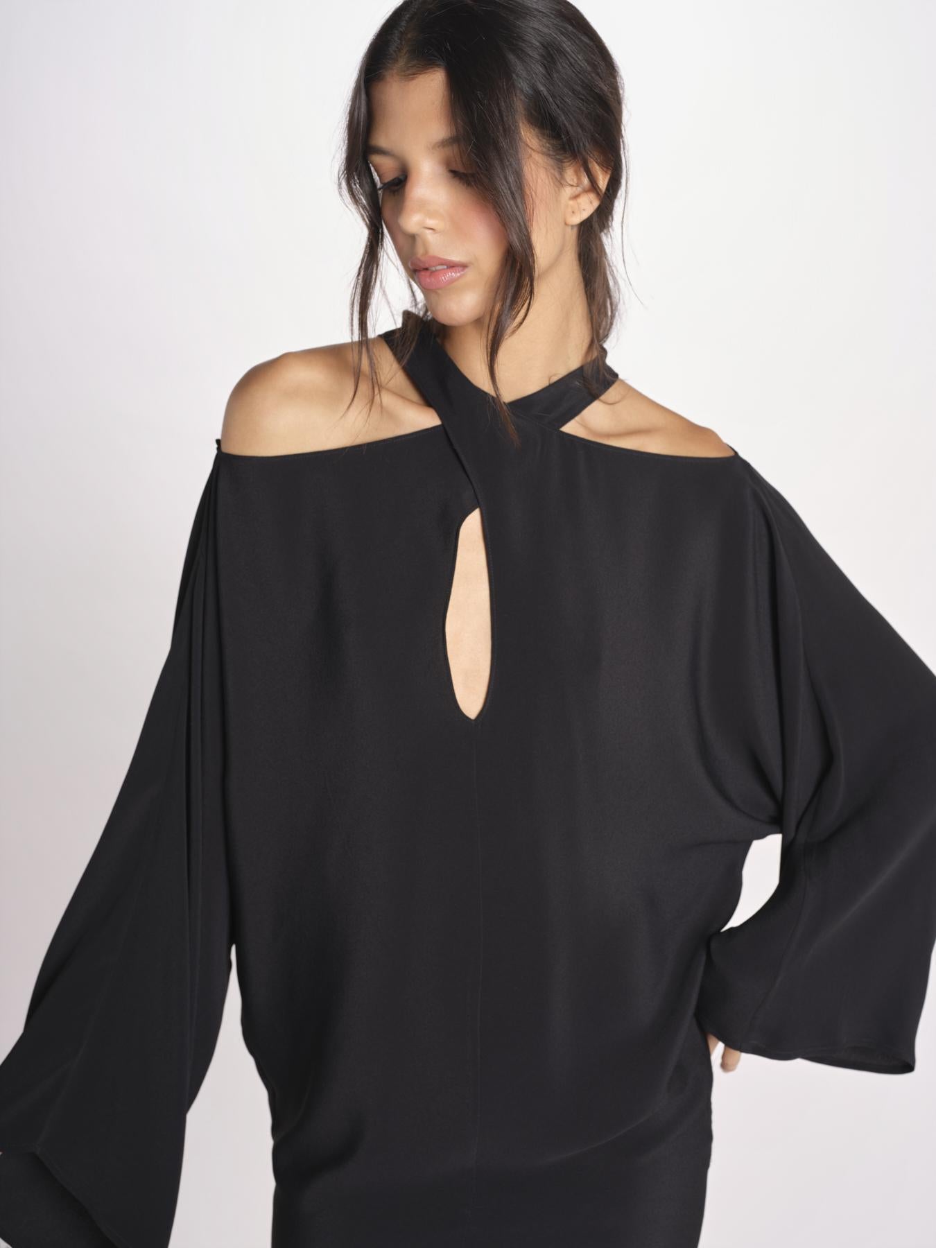 mini abito con collo intrecciato 41235-412 NERO 29 federica tosi 