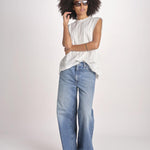 top in voille con pizzo THE SONNET TOP T1473435L TRUE WHITE the GREAT 