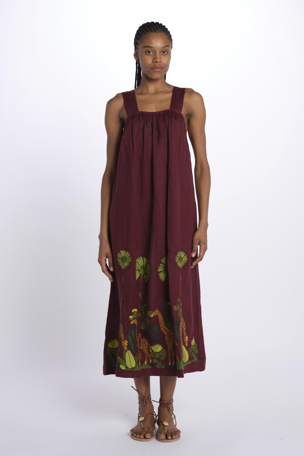 GIRAFFE abito spalline by milaura. BE24983 BURGUNDY benaras soleil 