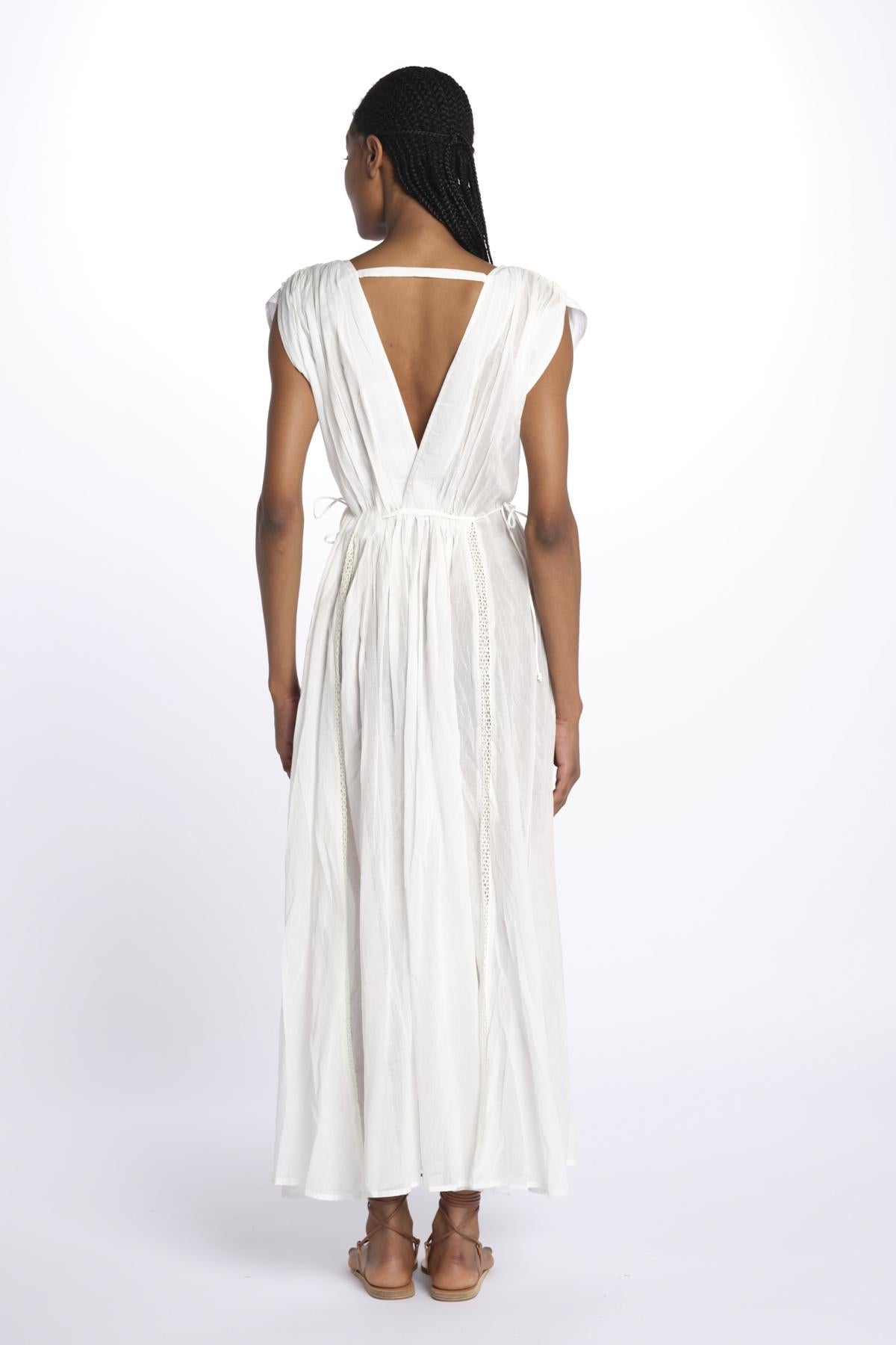 MIKONOS maxi abito con scollo senza maniche MIKONOS IVOIRE laraethnics 