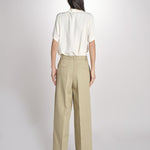 pantalone in canvas con pinces B042-02152-1186 KAKI CHIARO n21 