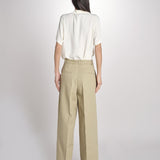 pantalone in canvas con pinces B042-02152-1186 KAKI CHIARO n21 