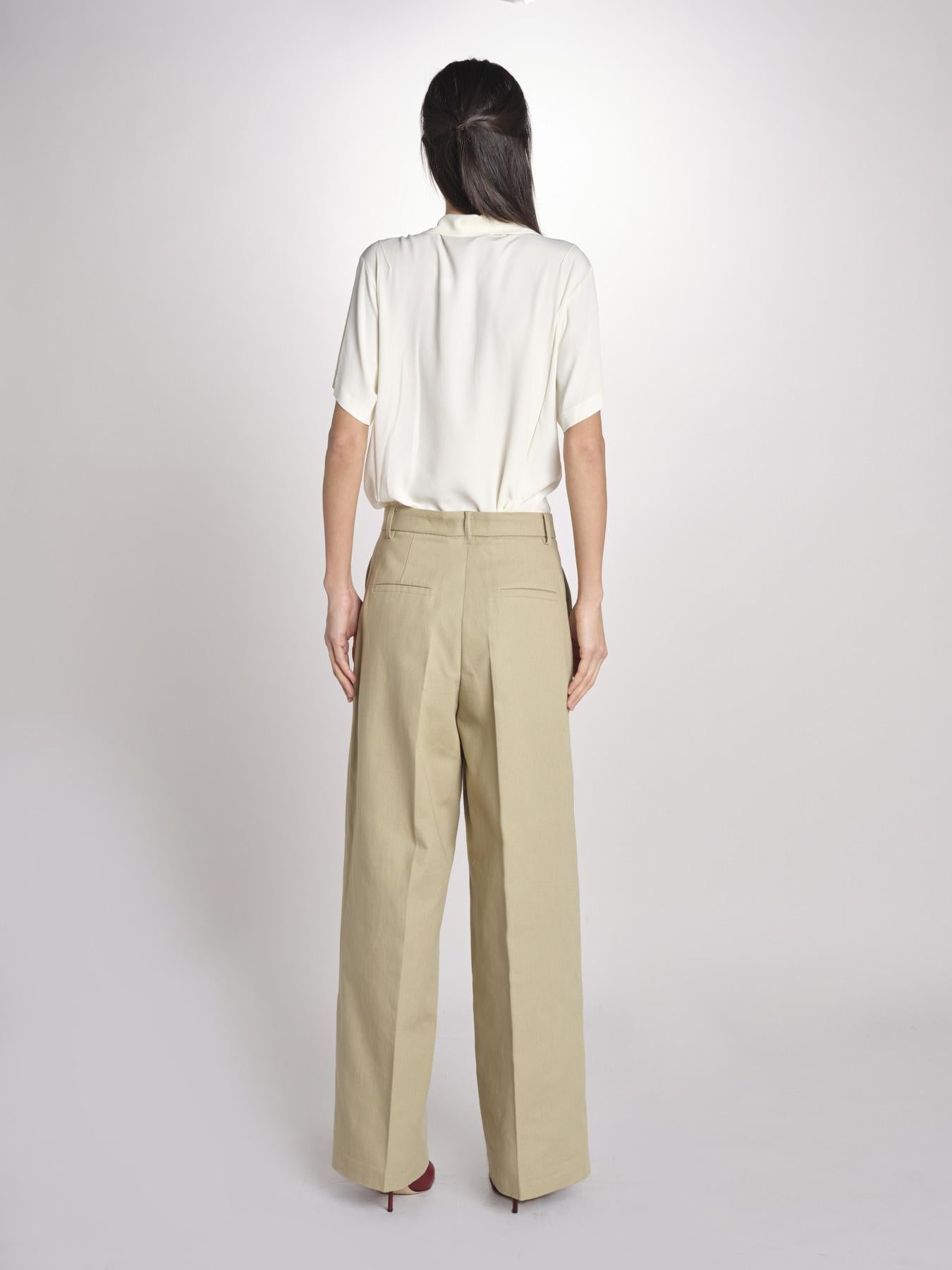 pantalone in canvas con pinces B042-02152-1186 KAKI CHIARO n21 