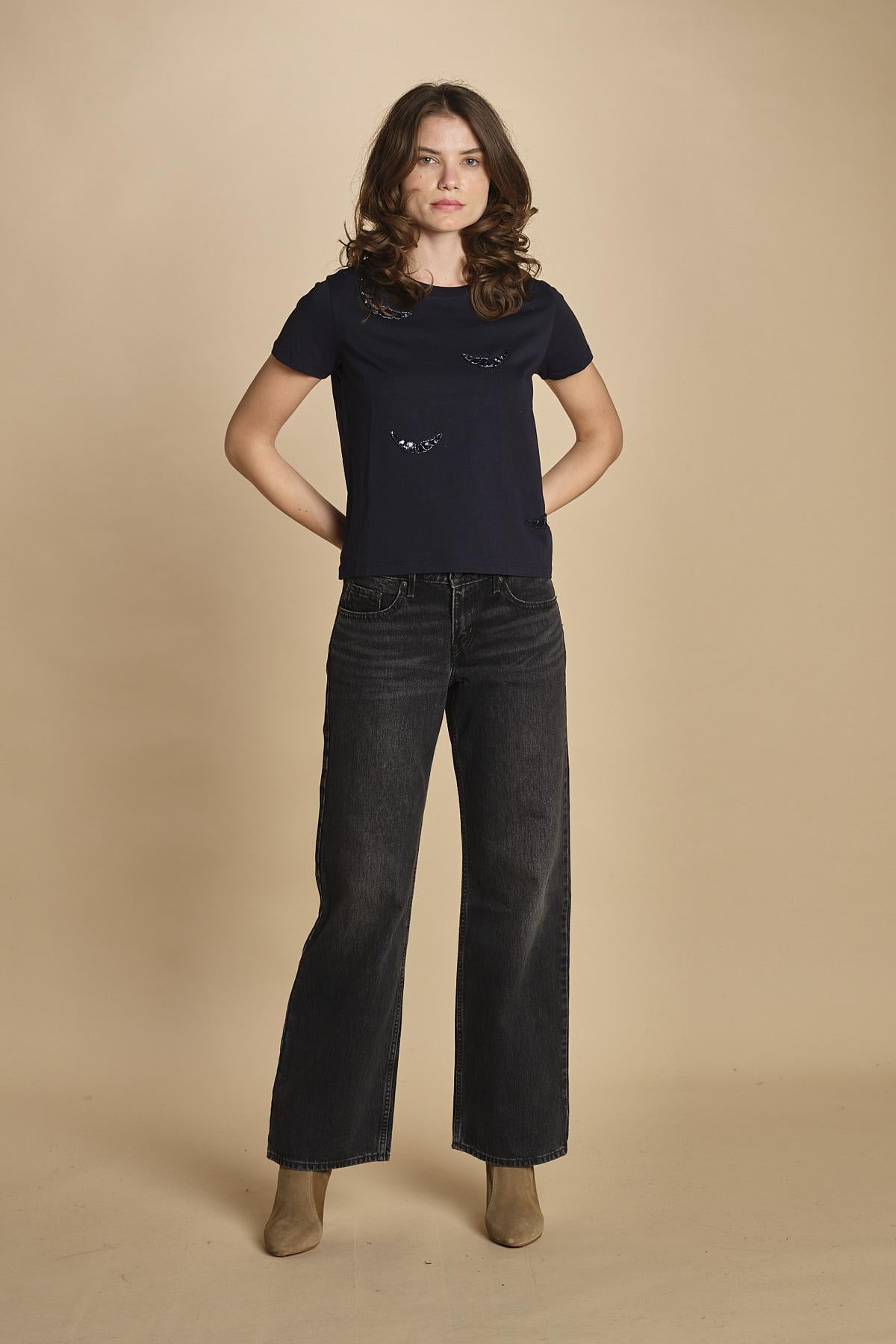 t-shirt con ali ricamate. JWTS02821 ENCRE 404 zadig & voltaire 