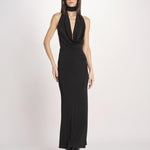 abito lungo con scollo drappeggiato RHAPSODY NERO undress code 