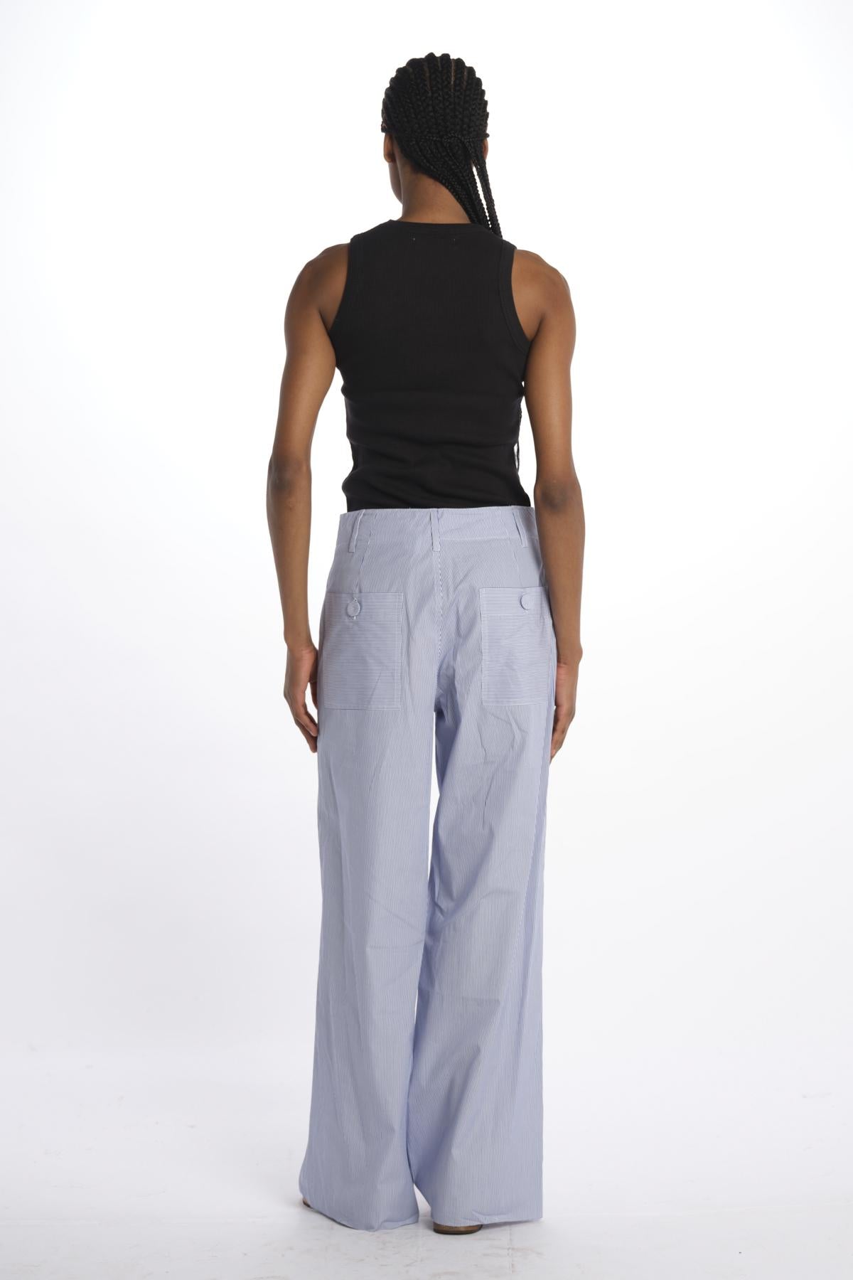 Pantaloni righine con tasche JK PANT WHITEBLUE jejia 