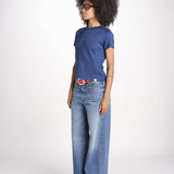 t-shirt girocollo manica corta in cotone organico WTEE03 520 INDIGO merz b 