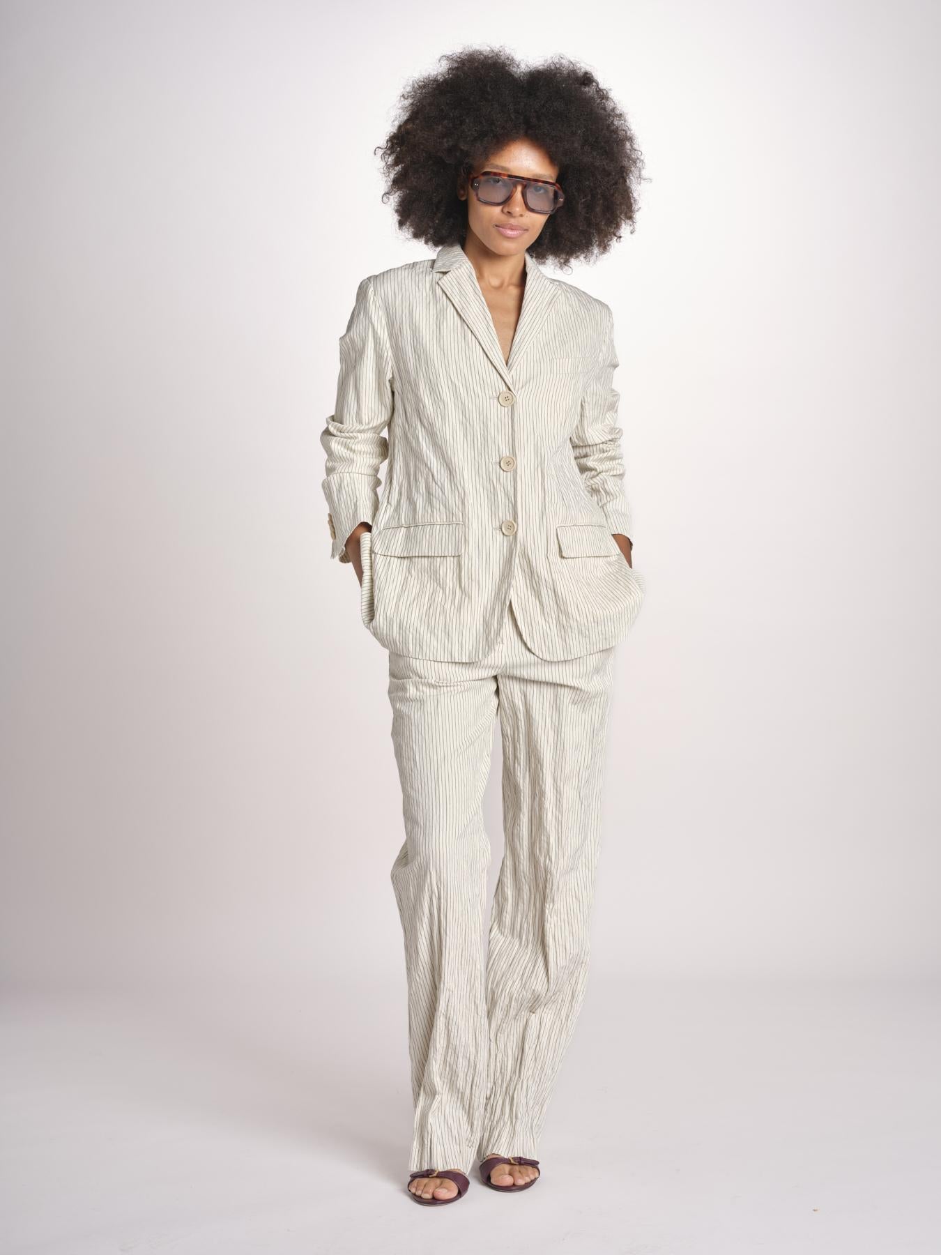 pantalone gessato 0142 22042 NATURALE aspesi 