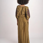 Pantalone in seta over BE25252 KHAKI benaras soleil 
