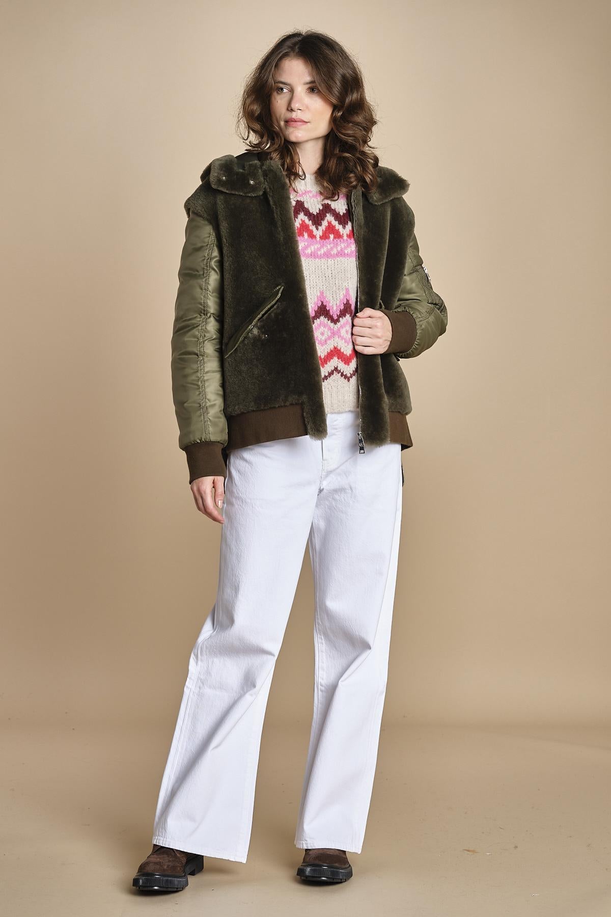MAGIE maglia con greche BEND516 ECRU PINK hartford 