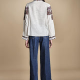 camicia con ricamo floreale TAMI BLOUSE CREAM antik batik 