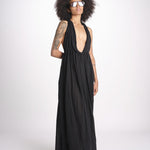 abito lungo scollato aperto CHANTAL BLACK christianzen 