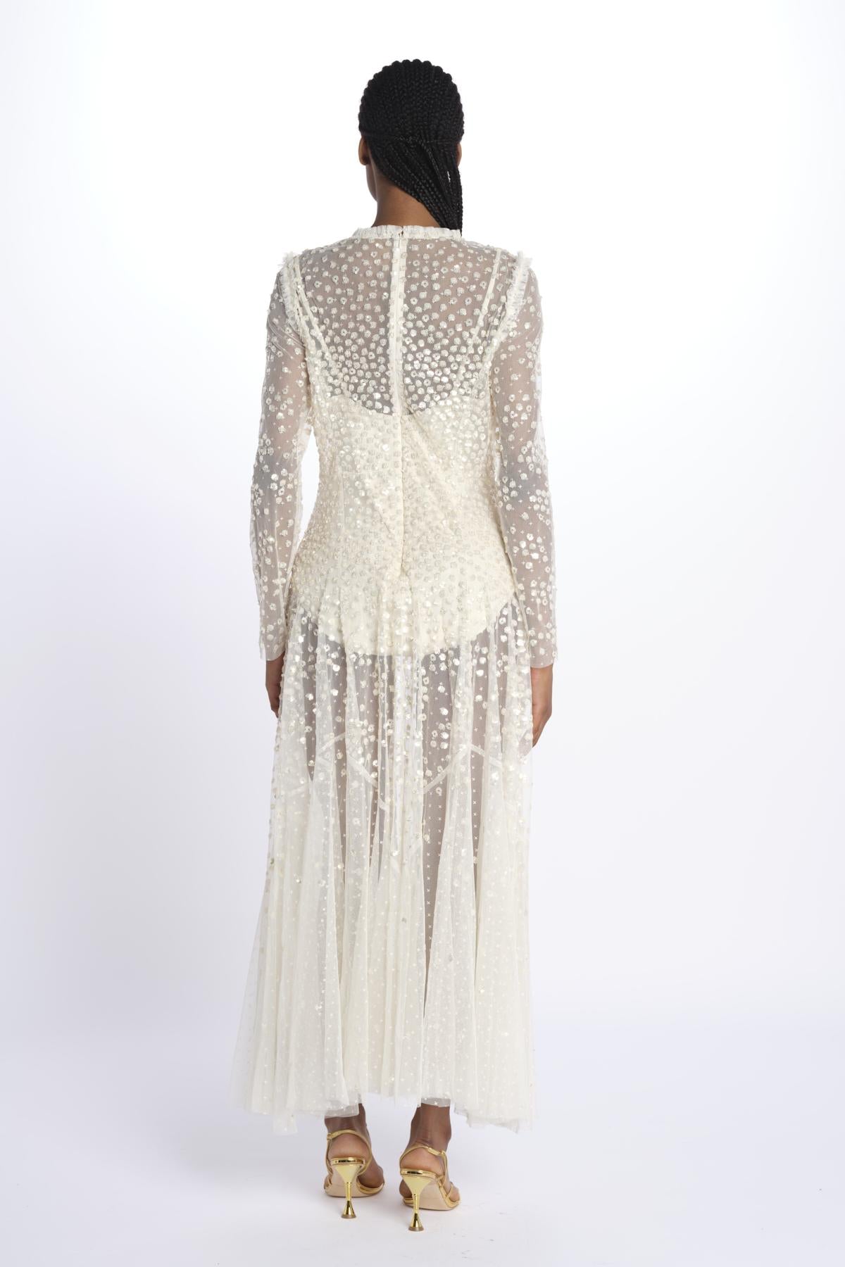 LEILA DOT SHEER LEILA DOT SHEER ANKLE GOWN CREAM needle & tread 