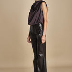 pantalone in ecopelle TRIFF F25-080 030 CHOCOLATE oscar 