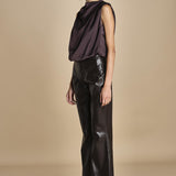 pantalone in ecopelle TRIFF F25-080 030 CHOCOLATE oscar 