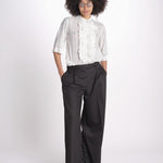 camicia gessata argento con rouches MAGRITASHORTSH73UMAGRIT-WHI WHITE laurence bras 