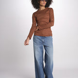 t-shirt manica lunga a costine KOLLINA IO1100X2338 TOBACCO BR208 ivy oak 