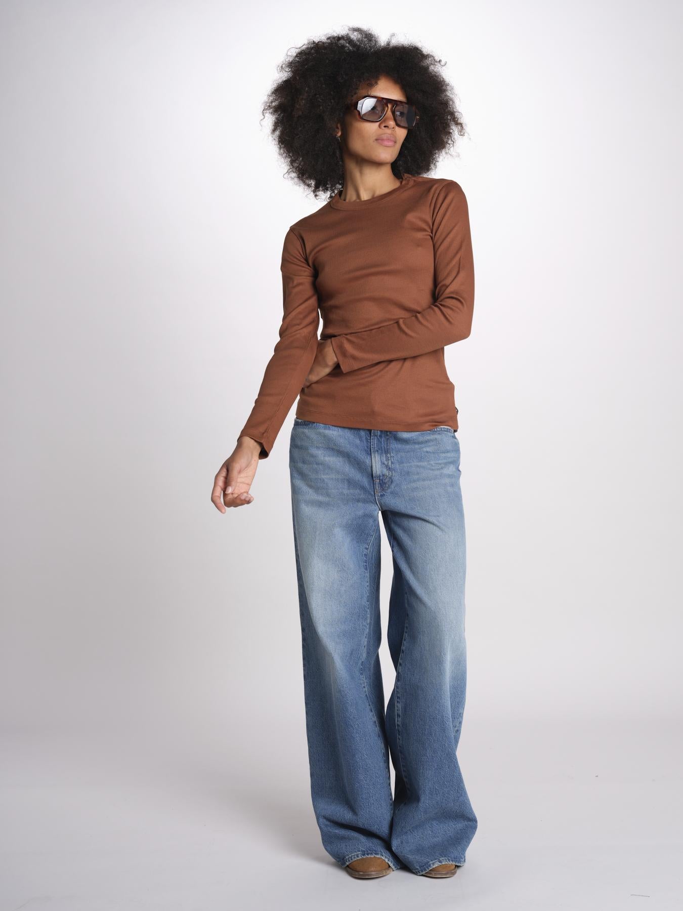 t-shirt manica lunga a costine KOLLINA IO1100X2338 TOBACCO BR208 ivy oak 