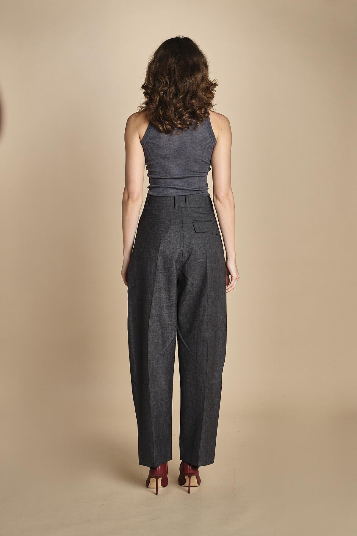 pantalone in tela con 2 pinces ACUNA SNW SLATE MELANGE studio nicholson 