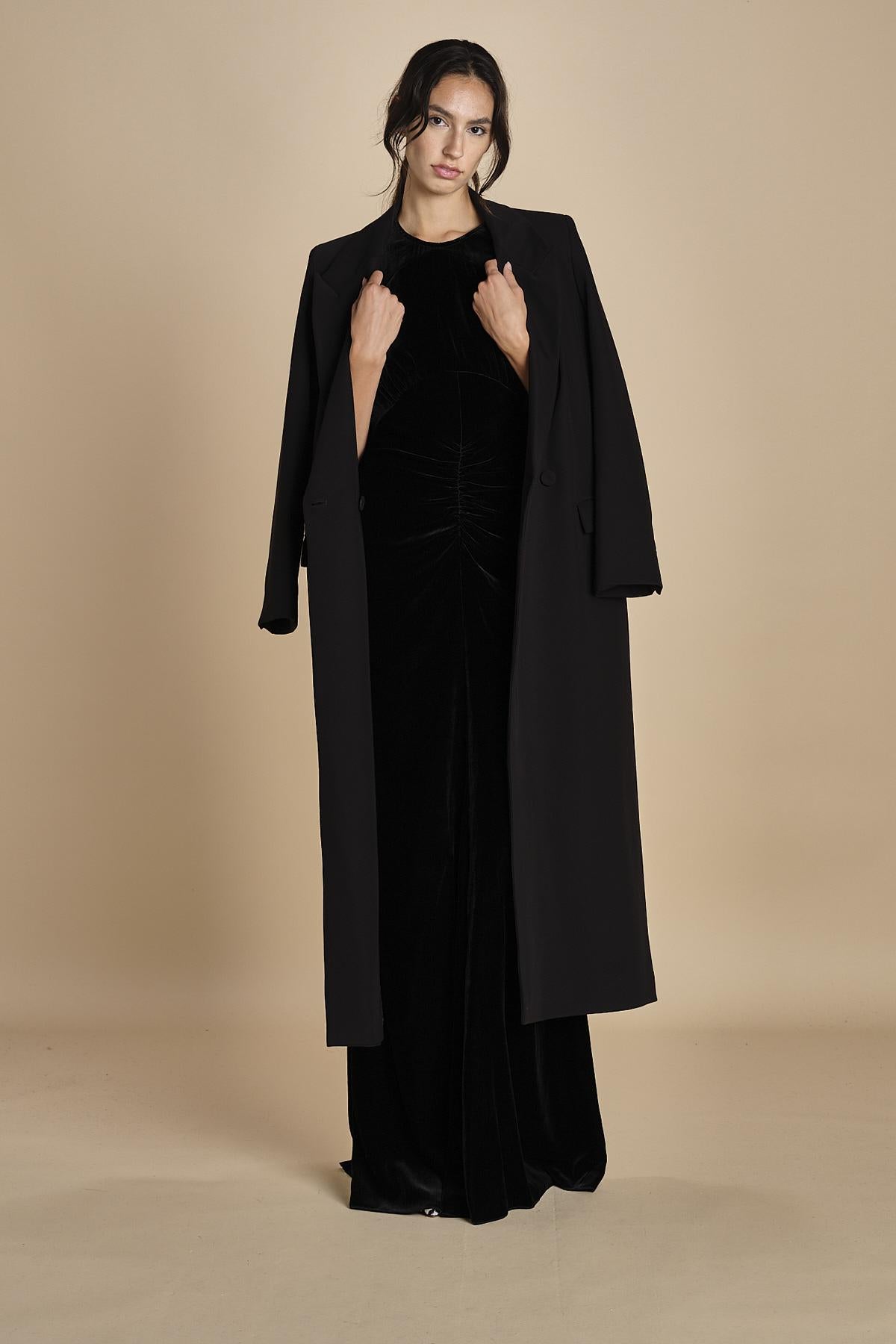 abito lungo in velluto H1215388 9000 n21 