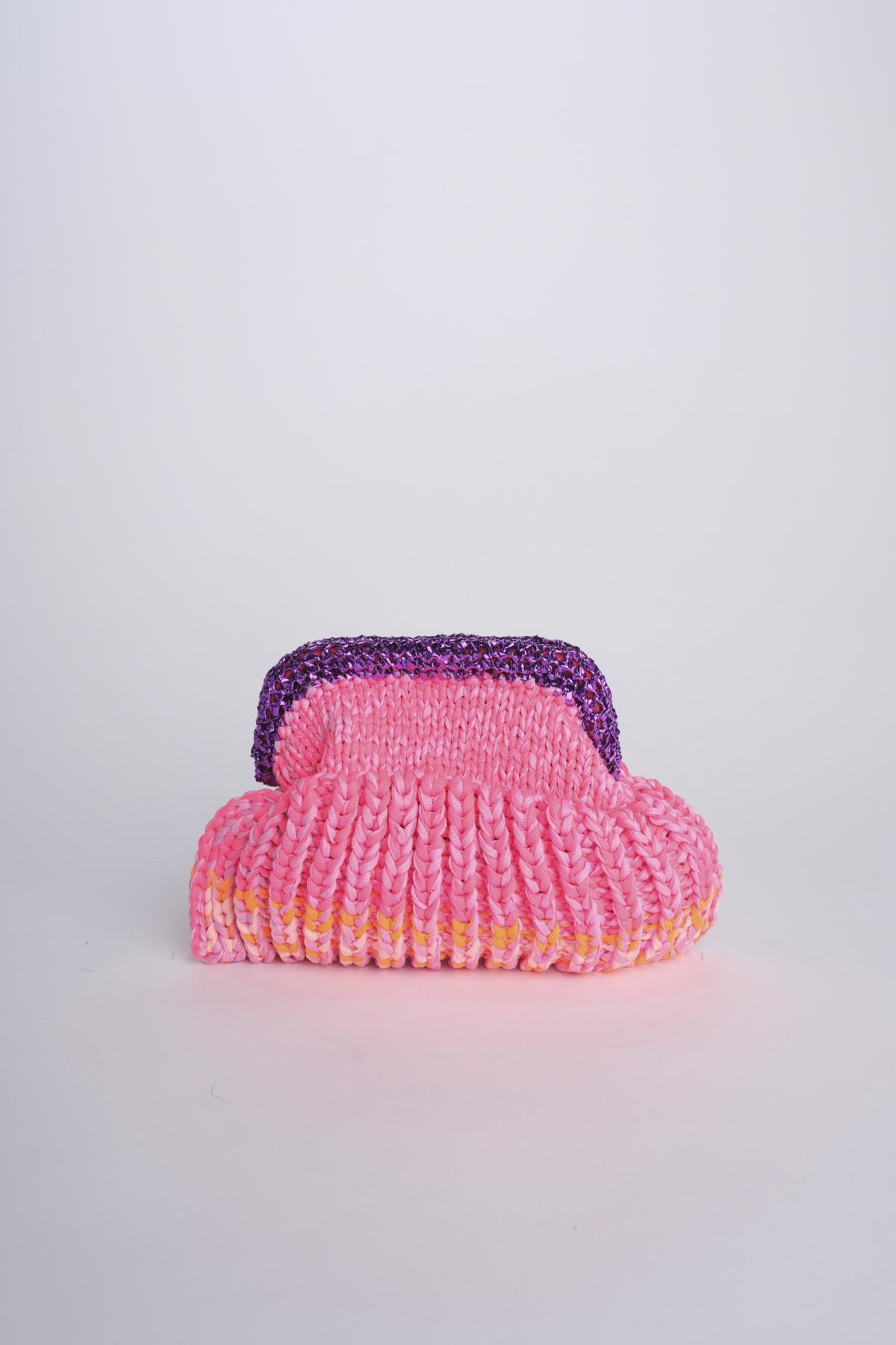 SIS cluctch bag uncinetto multicolor SIS FUXIA/ARANCIO nadia dafri 