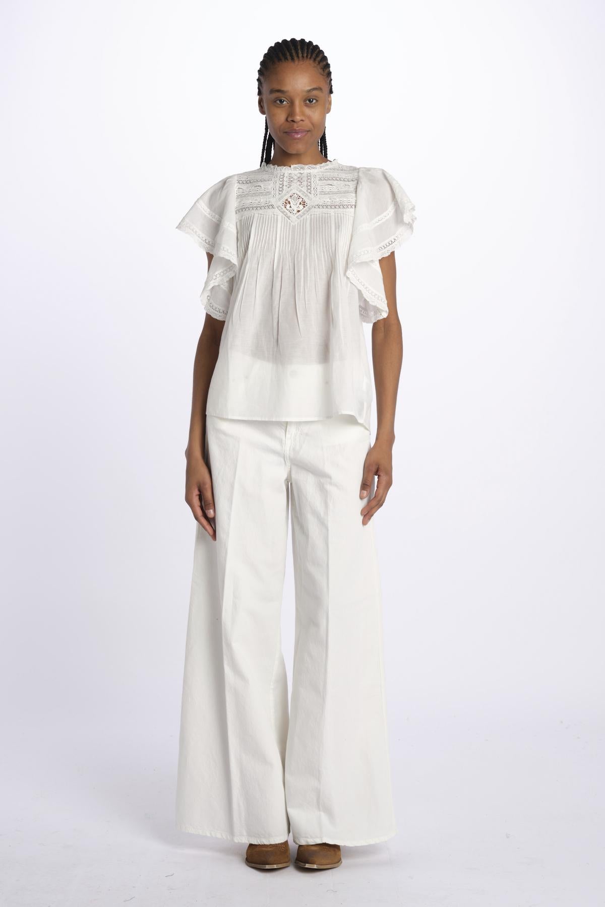 Top CALISSON pizzo con rouches CALISSON BLANC vanessa bruno 
