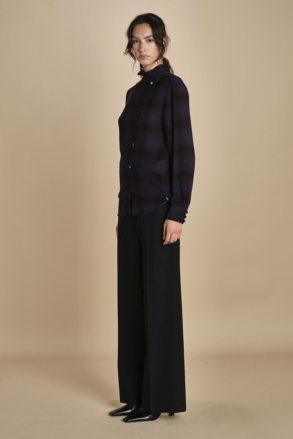 camicia a quadri con rouches G0743081 Q291 n21 