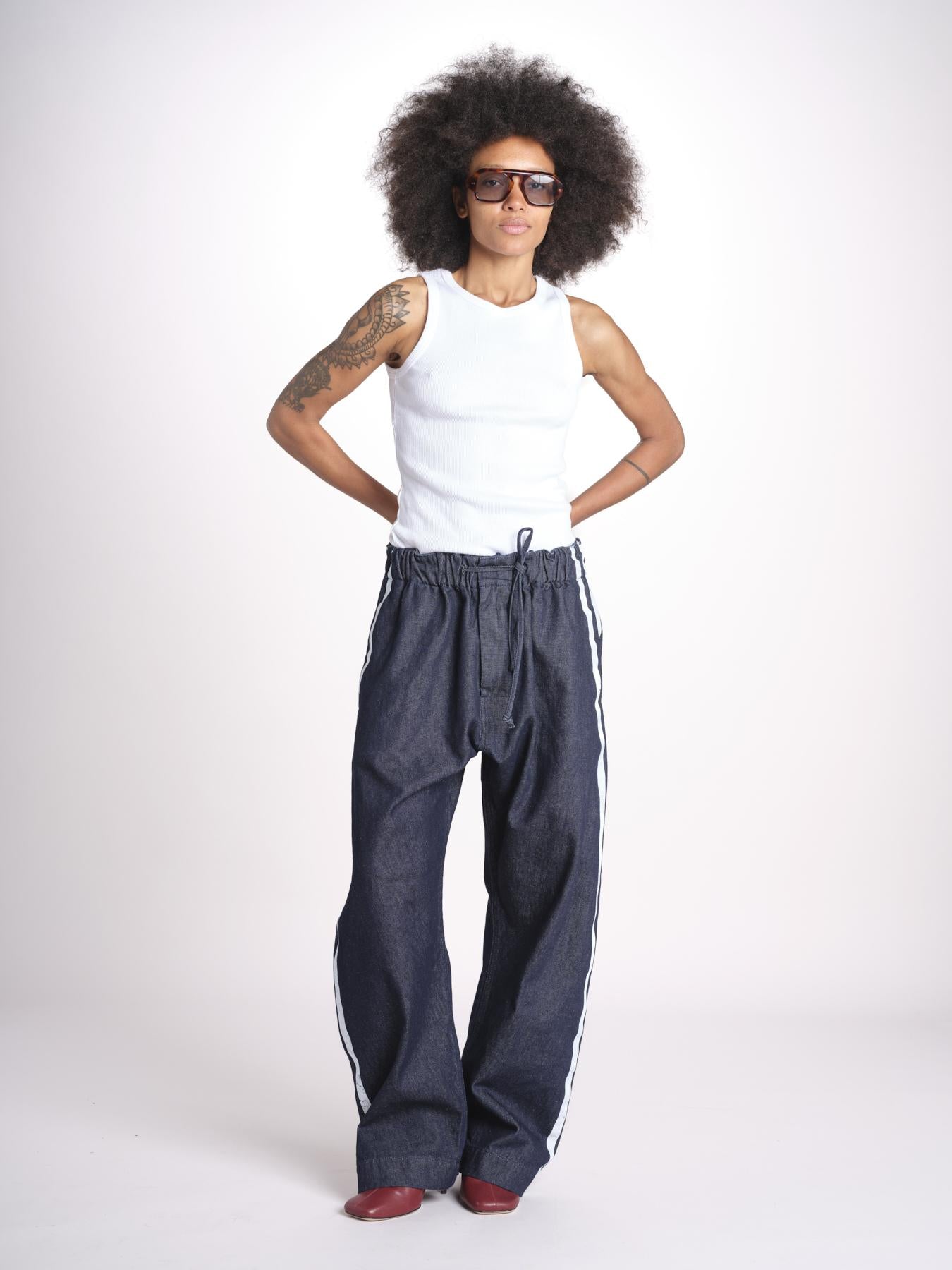 denim con coulisse e bande MILVA C44D DENIMBLU milaura 