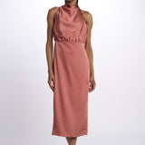 Abito SOLANGE midi scollo dietro 12248047 TERRACOTTA malina 