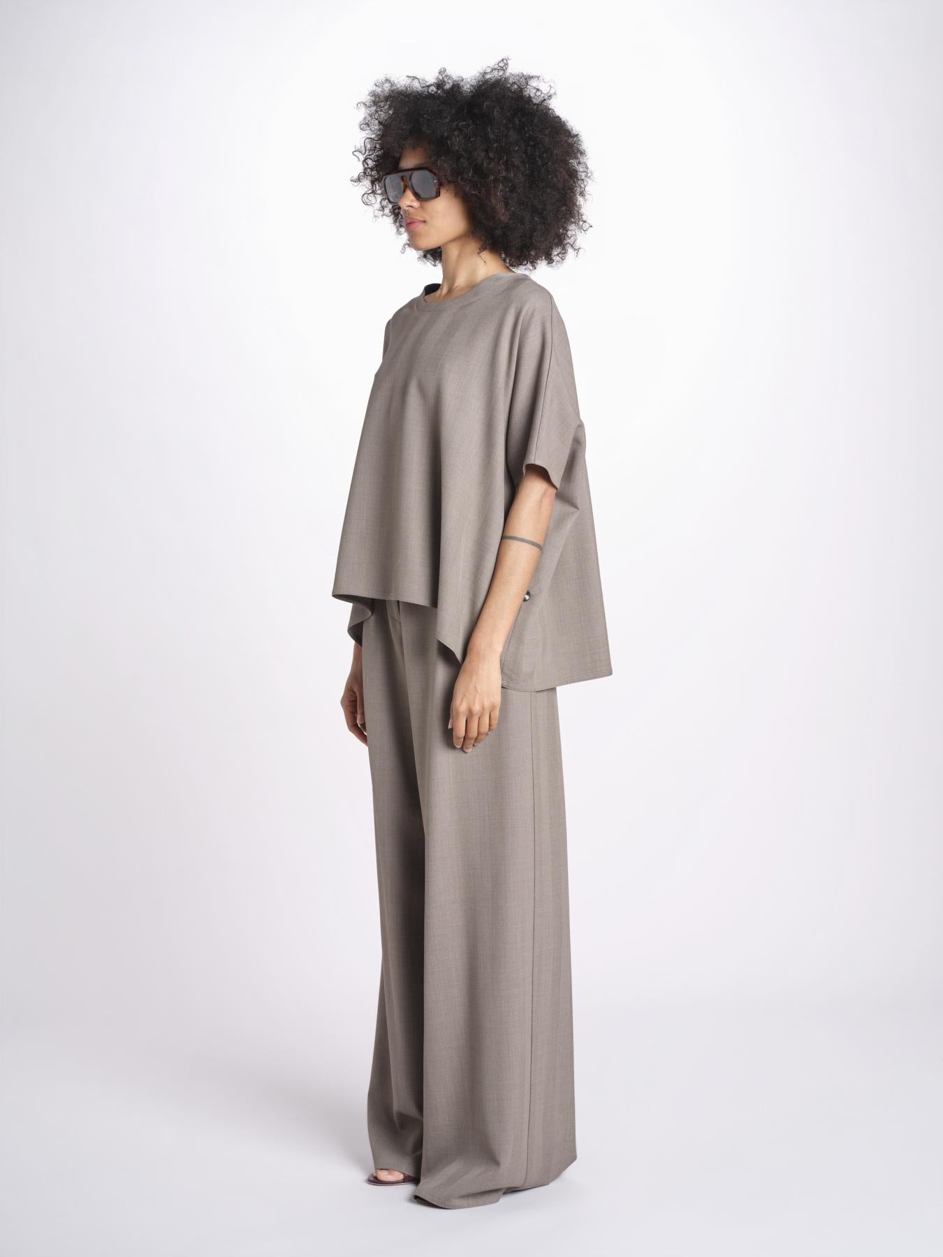 t-shirt in tessuto diagonale U3059 TORTORA dusan 
