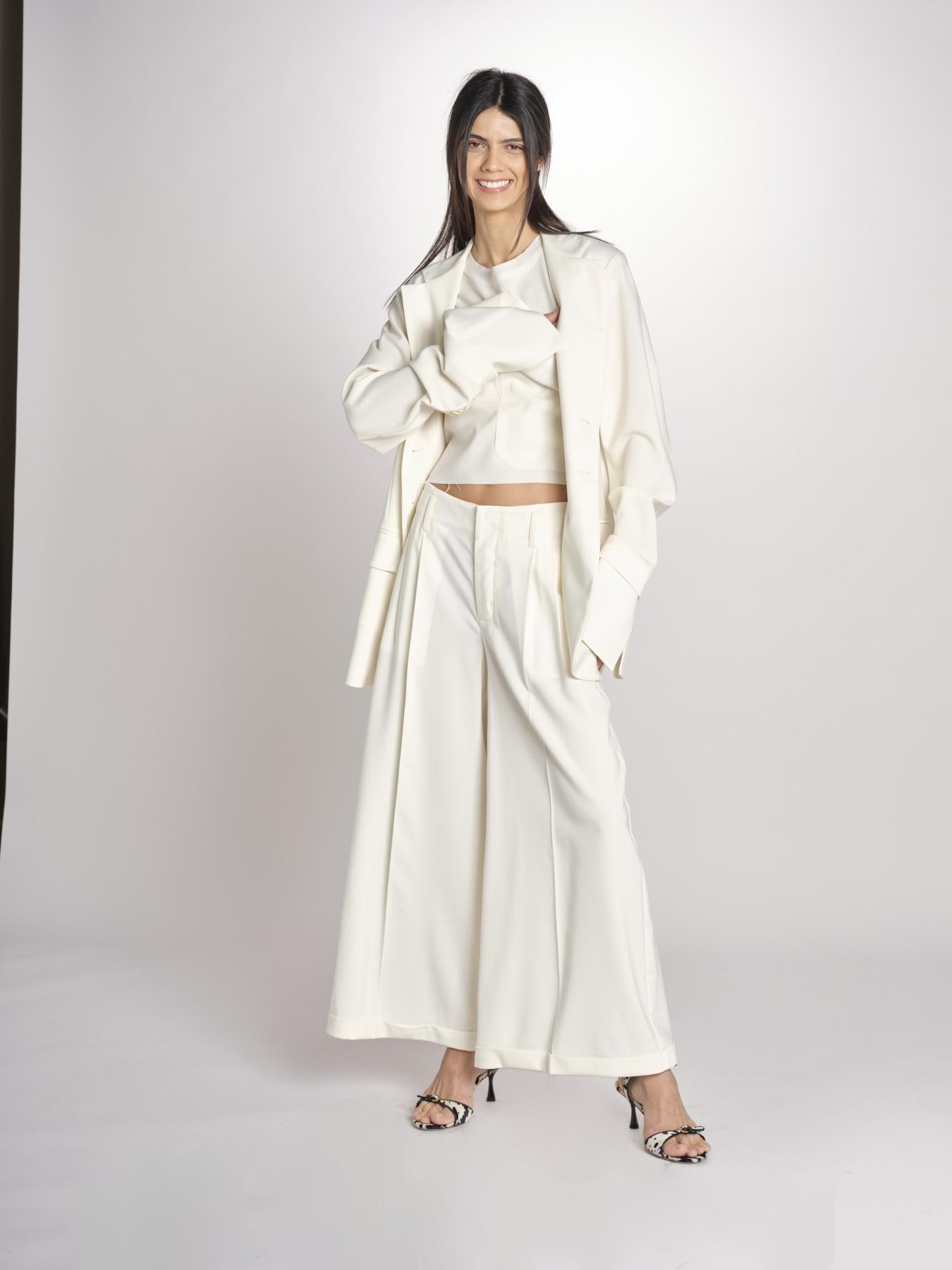 pantalone in crepe CHARLIZE MJD238_76C555 ECRU jejia 