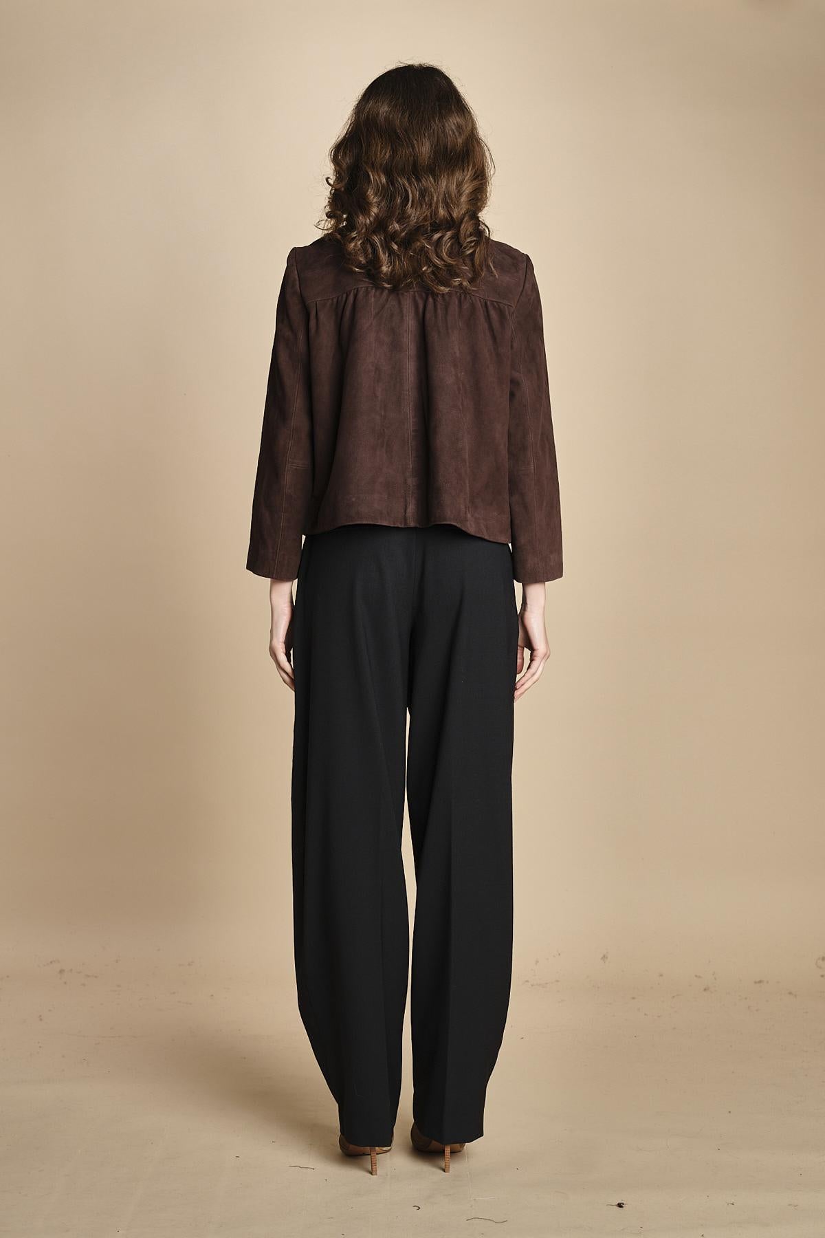 giacchina in camoscio con collo rotondo MILAS CHOCOLAT ba&sh 